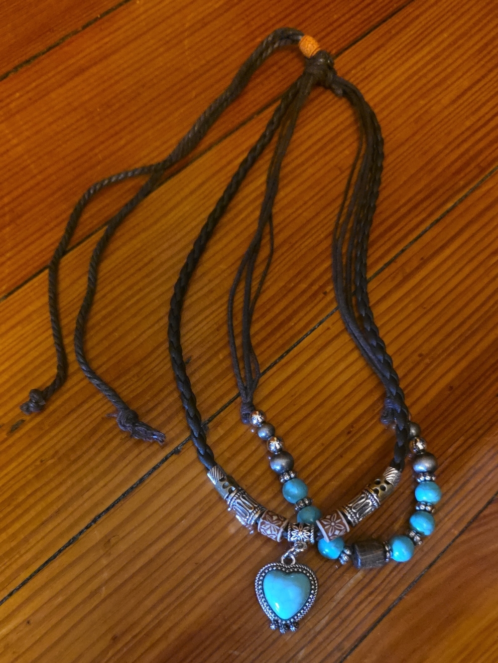 Handcrafted Turquoise Heart Pendant Layered Necklace